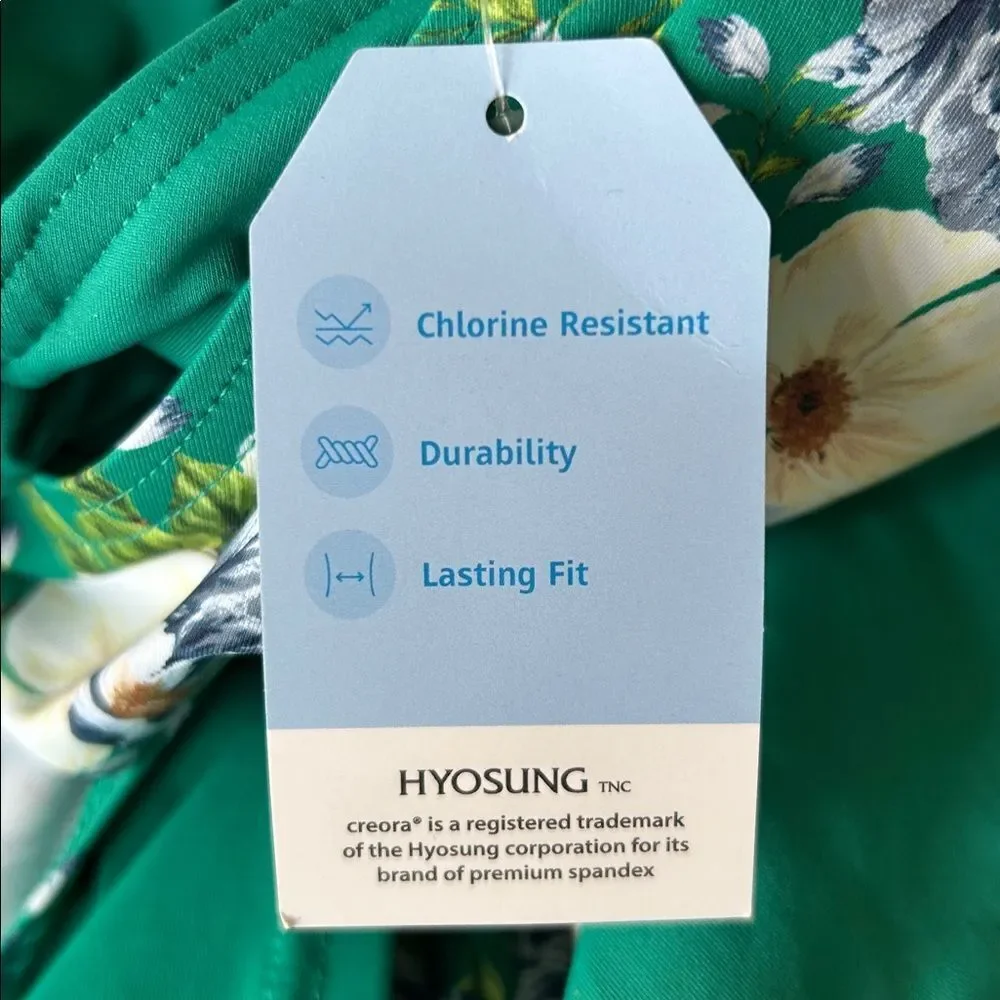 New Lands End Chlorine Resistance Mini Overlay Swimsuit with Functional Side Tie